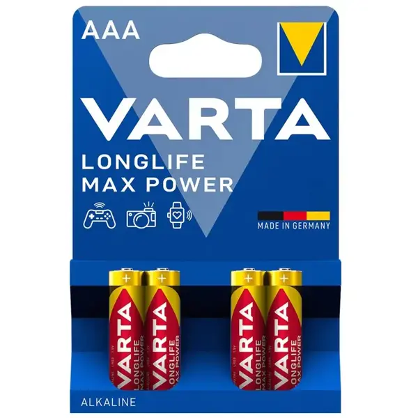 Батарейка VARTA 4703 (LR03) LONGLIFE Max-Power 1X4 упаковка на батарейки.com.ua