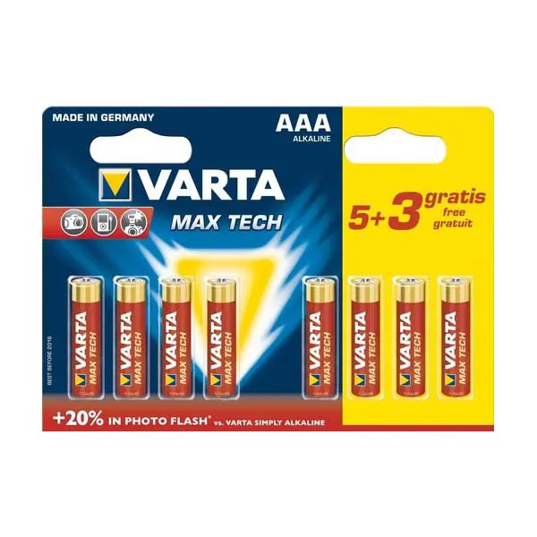 Батарейка VARTA 4703 (LR03) LONGLIFE Max-Power, упаковка 1х8 від батарейки.com.ua