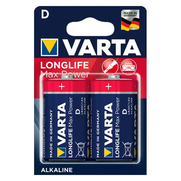 Батарейка VARTA 4720 (LR20) LONGLIFE Max-Power 1x2 BL - купити на батарейки.com.ua