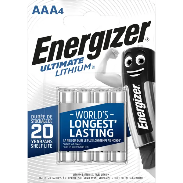 Літієва батарейка ENERGIZER Ultimate Lithium AAA (4 шт.) планшетна упаковка