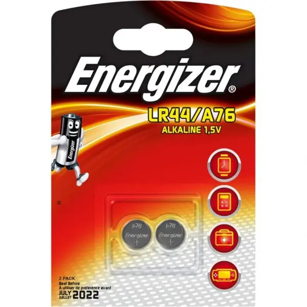 Батарейка ENERGIZER LR44/A76 Alkaline, 2 штуки