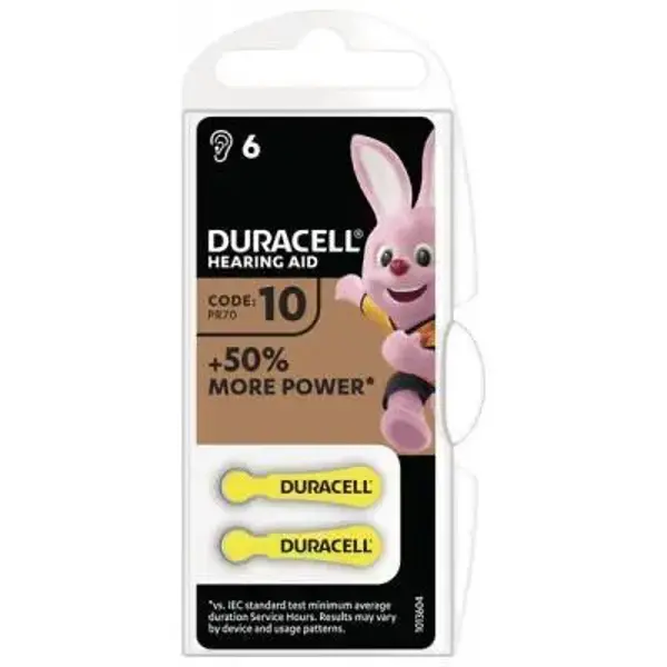 Батарейка для слухового апарата DURACELL DA 10 B6 - батарейки.com.ua