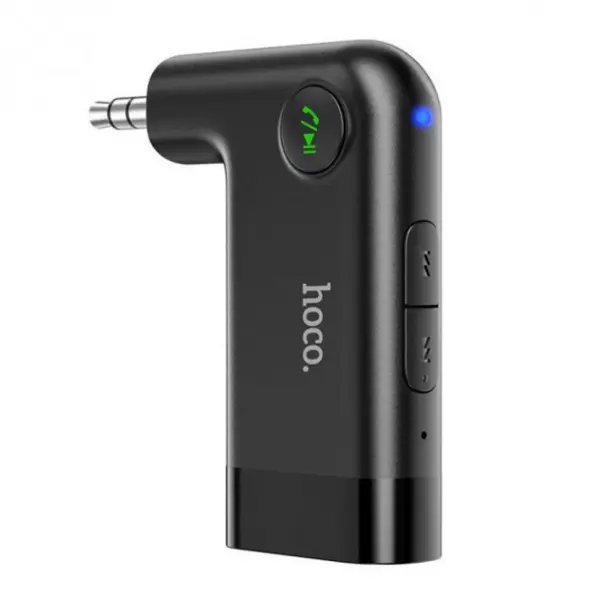 Bluetooth FM трансмітер Hoco E53 (вбудований  АКБ) (Бездротовий AUX приймач HOCO E53 Dawn Sound призначений для бездротового прийому звукового сигналу та передачі його на будь-який пристрій, що має аудіовхід AUX. Адаптер оснащений мікрофоном із системою придушення шуму (DSR), що дозволяє організувати в автомобілі гучний зв'язок Hands Free.) від батарейки.com.ua