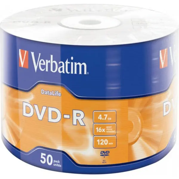 Диск VERBATIM DVD-R 4,7Gb 16x Extra Protection Wrap 50 pcs 43791 від батарейки.com.ua