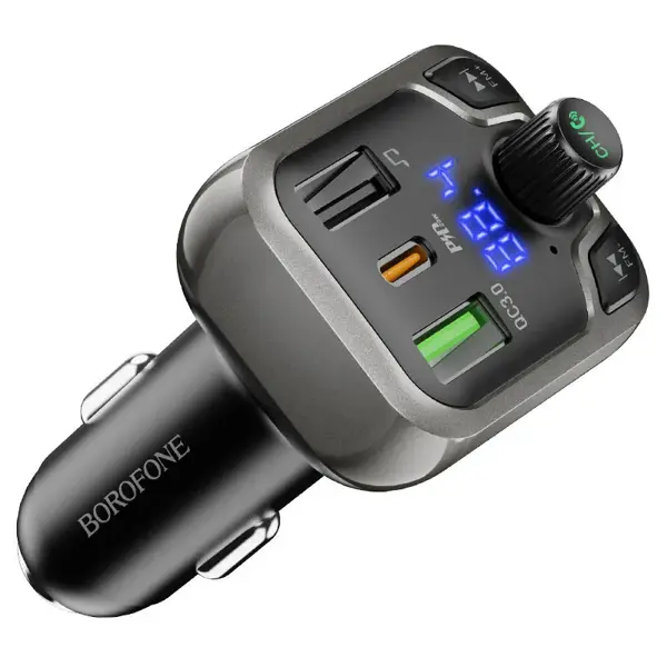 FM-модулятор BOROFONE BC38 Flash Energy PD20W+QC3.0 2USB Black