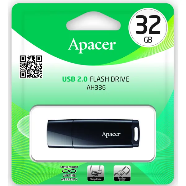 Флешка APACER АН336 32GB black від батарейки.com.ua