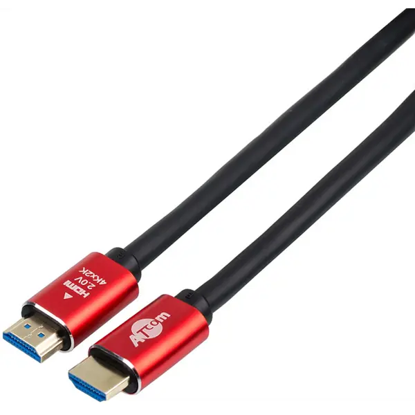 Кабель ATCOM HDMI - HDMI 5.0m VER 2.0 4K Red/Gold 24945 від батарейки.com.ua