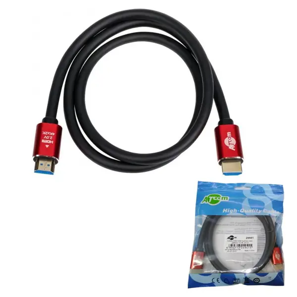 Кабель ATCOM HDMI-HDMI 2.0m VER 2.0 4K Red/Gold 24942