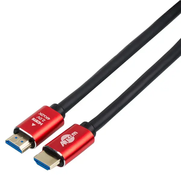 Кабель ATCOM HDMI - HDMI VER 2.0 4K 3.0m Red/Gold 24943 від батарейки.com.ua