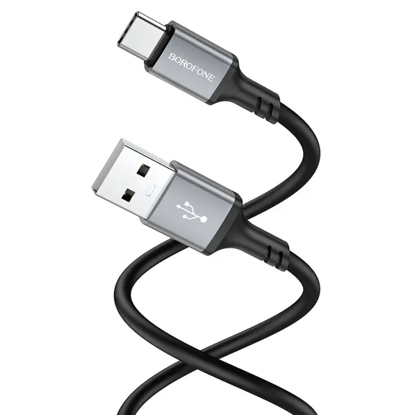 Кабель BOROFONE BX83 USB - Type-C 3A 1m silicone black від батарейки.com.ua