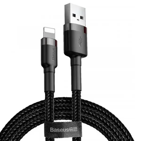 Кабель Baseus USB AM - lightning Cafule CALKLF-CG1 2A 2m Black+grey від батарейки.com.ua