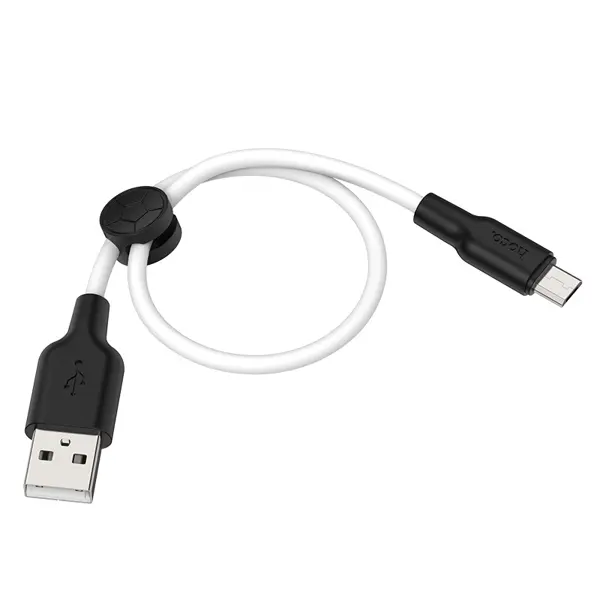 Кабель HOCO  X21 USB - Micro 2,4A 0,25m Plus Silicone чорно - білий від батарейки.com.ua