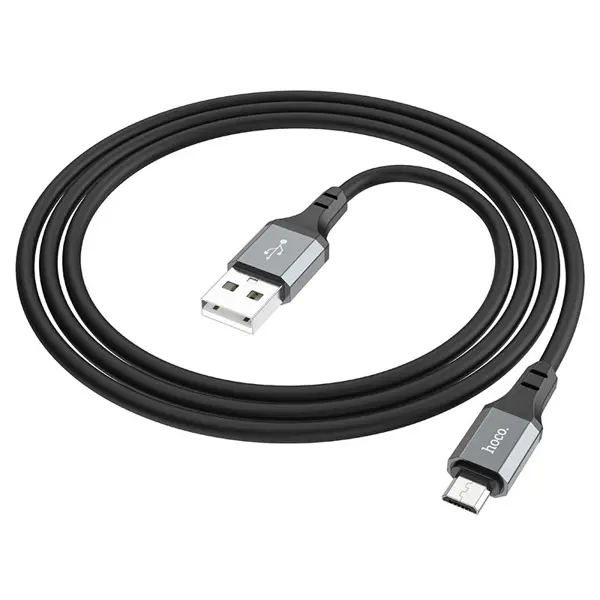 Кабель HOCO X86 USB - Micro silicone data cable 2,4A 1m чорний від батарейки.com.ua