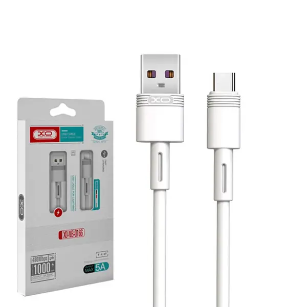 Кабель XO NB-Q166 USB AM - Type-C 5A 1m білий від батарейки.com.ua