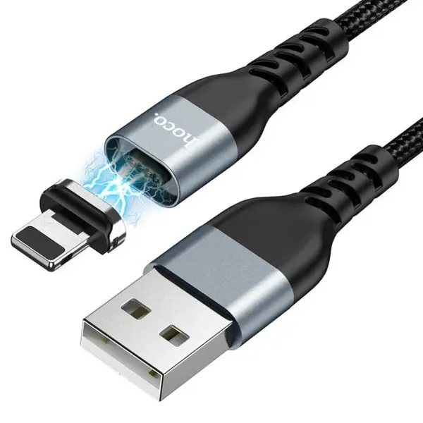 Кабель магнітний HOCO U96 USB - Lightning (iPhone) 2,4A 1,2m charging data Black від батарейки.com.ua