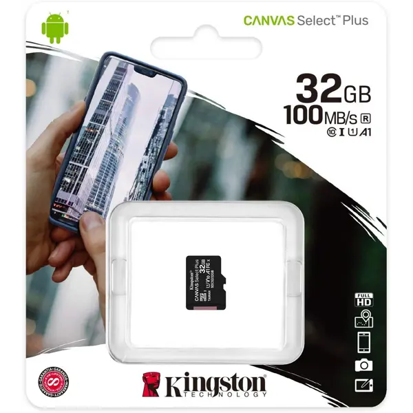 Карта пам'яті KINGSTON microSD 32GB Class 10 100R без адаптера від батарейки.com.ua