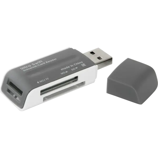 Картрідер DEFENDER Ultra Swift USB 2.0, 4 слота (M2, Micro-SDHC, Micro-SD (T-Flash), MMC, MS, MS Duo, MS PRO, MS PRO Duo, RS-MMC, SD, SDHC) від батарейки.com.ua