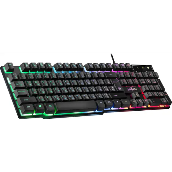 Клавіатура ігрова DEFENDER Mayhem GK-360DL RGB райдужне підсвічування від батарейки.com.ua