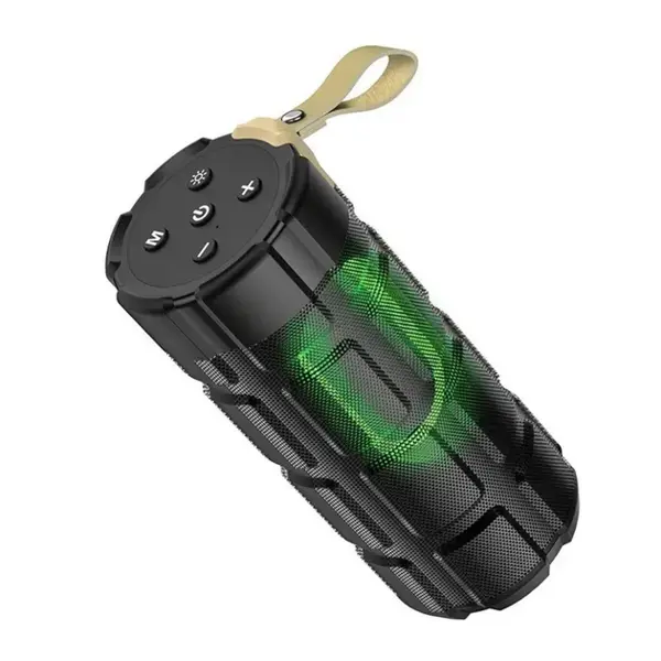 Колонка bluetooth HOCO HC7 Чорна (розмір 180*75*75мм, вага 500 г, Bluetooth 5,0, ємність акумулятора 2400mAh, спікер 52мм*2, потужність 5W*2, підтримка BT, FM, TF карта, USB накопичувач, AUX ) від батарейки.com.ua