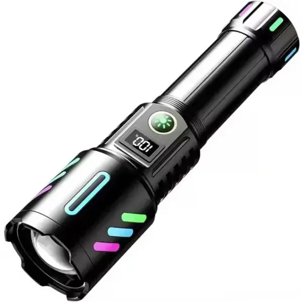 Ліхтарик ручний 1143-PM10-TG zoom, LCD дісплей, Type-C, PowerBank, акумулятор 18650, 5 режимів від батарейки.com.ua