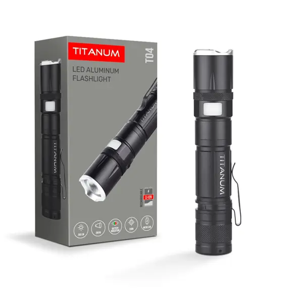 Ліхтарик ручний TITANUM TLF-T04 300Lm 6500K micro USB 18650 від батарейки.com.ua