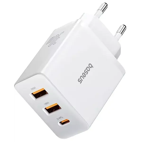 Мережеве Зарядне BASEUS Cube Fast Charger PD 2USB+С 30W White P10111402213-00 від батарейки.com.ua