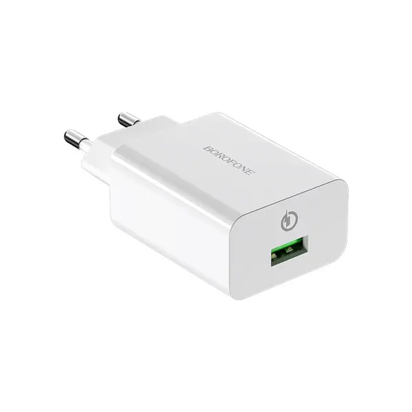 Мережеве Зарядне BOROFONE BA21A 1USB QC3.0/3A white з кабелем Micro USB у комплекті від батарейки.com.ua