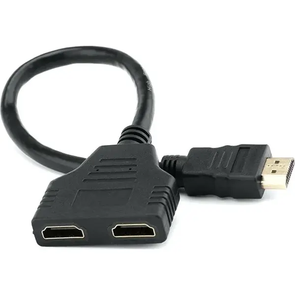 Перехідник ATCOM Cпліттер  HDMI(male) to 2 HDMI(female), кабель 10см (10901)