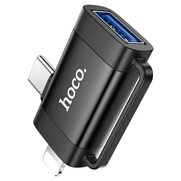 Перехідник OTG HOCO UA31F USB -  Lightning + Type-C від батарейки.com.ua