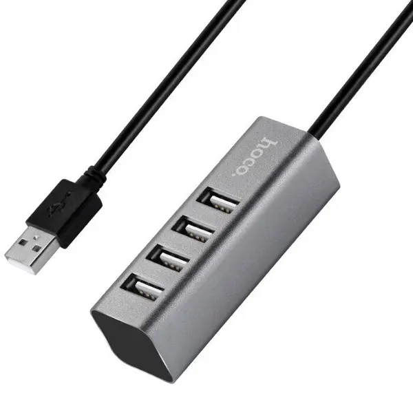 USB хаб Hoco HB1 Line Machine 4USB (metal) 0,8m Сірий від батарейки.com.ua