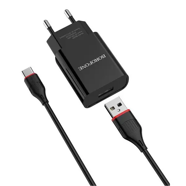 Зарядне BOROFONE BA20A 1USB 2.1A+ Type-C black