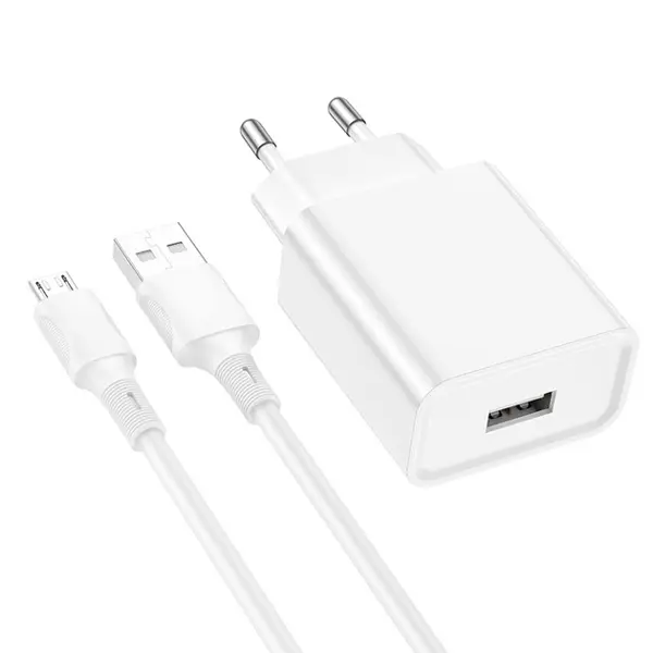 Зарядне BOROFONE BA74A 1USB 2.1A micro USB білий від батарейки.com.ua