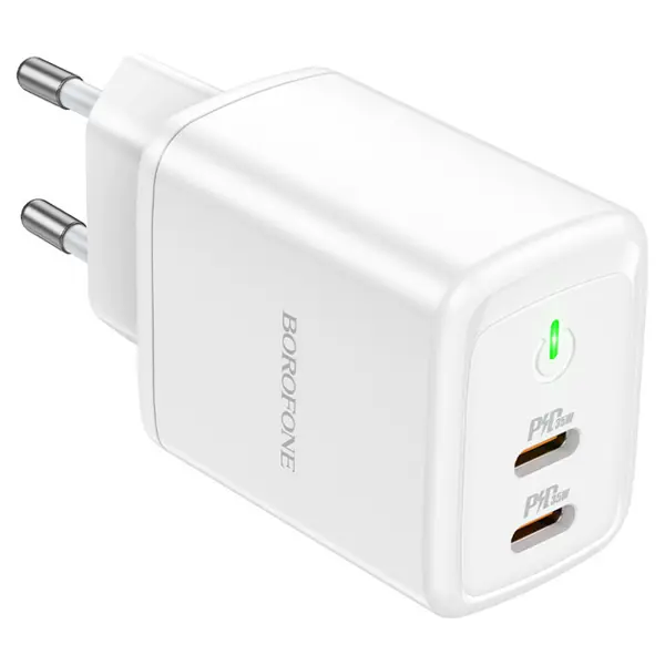 Зарядне BOROFONE BN9 PD 35W 2USB-C білий від батарейки.com.ua