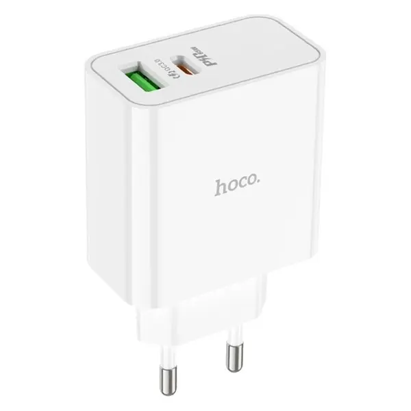 Зарядне HOCO C113A USB-C, USB-A 5A PD65W QC3.0 Білий (Вихід Type-C: 65W (PD/PPS/QC/FCP/AFC), USB-A: 18W (QC/FCP/AFC), Type-C + USB-A: 45W + 18W, матеріал вогнестійкий полікарбонат) від батарейки.com.ua