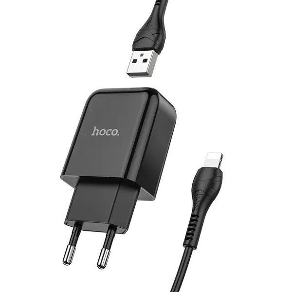 Зарядне HOCO N2 1USB 2,4A кабель lightning від батарейки.com.ua