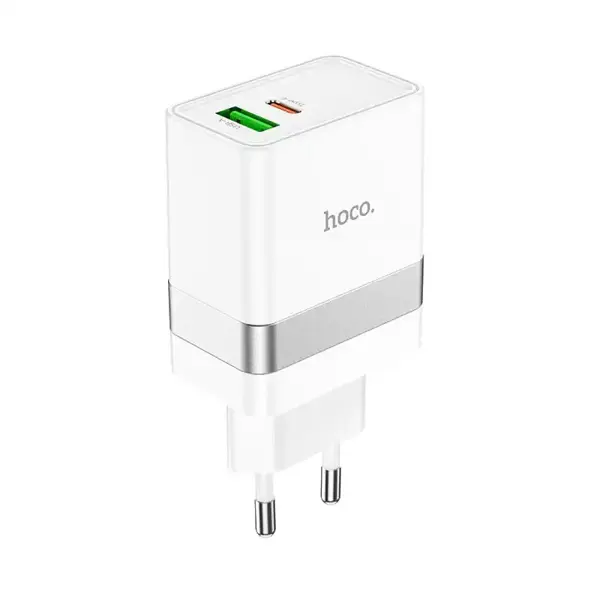 Зарядне HOCO N21 1Type-C, 1USB 3А PD30W QC3.0 білий від батарейки.com.ua