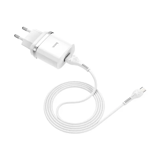Зарядне Hoco C12Q Smart 1USB 3A QC3.0 18W White кабель Micro від батарейки.com.ua