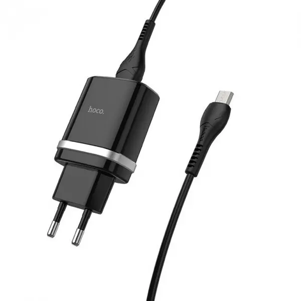 Зарядне Hoco C12Q Smart 1USB/3A/18W/QC3.0 Black + кабель Micro