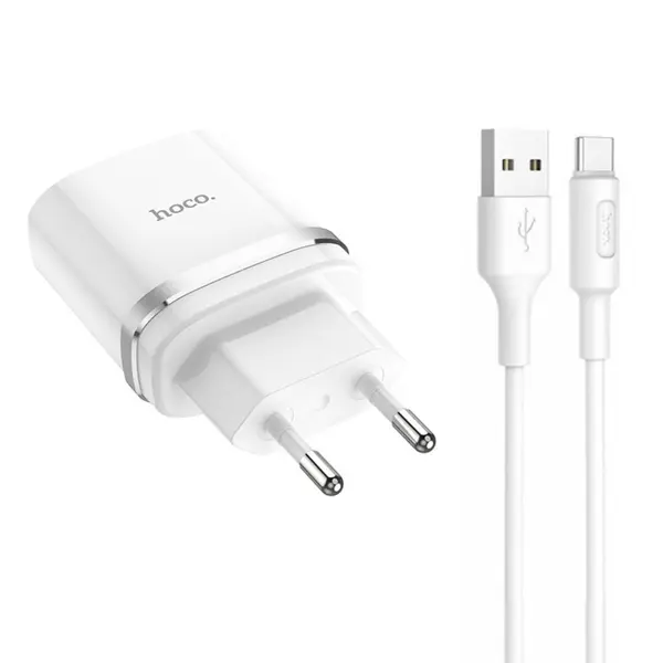 Зарядне Hoco C12Q Smart 1USB/3A/18W/QC3.0 White +кабель-Type-C