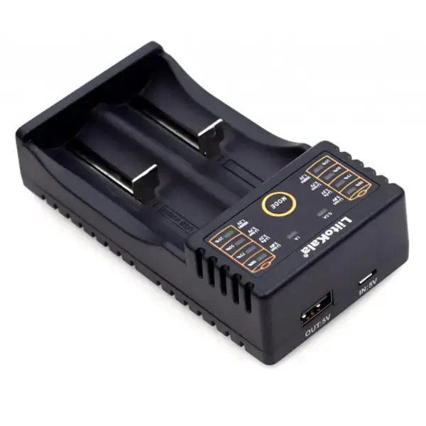 Зарядне LiitoKala Lii-202 для 2 елементів 10440-26650, Ni-Mh, Li-Ion, Li-Fe, від USB +ПоверБанк