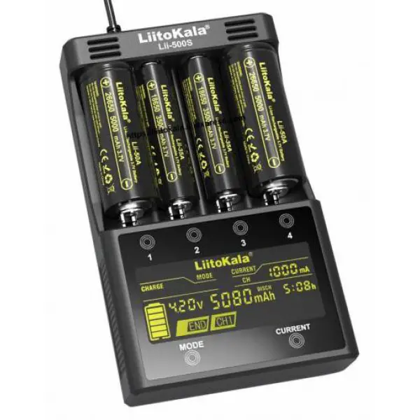 Зарядне LiitoKala Lii-500S 1-4 елементів 10440-26700 Ni-Mh, Li-Ion, Li-Fe + ПаверБанк