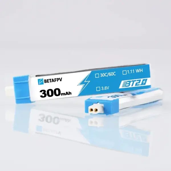 Акумулятор BETAFPV BT2.0 300mAh 1S 30C LiHV 3.8V для Cetus та Meteor (Ємність: 300 мАг  Струм: 30C/60C  Напруга: 4.35 В  Розміри: 67.3*11.8*6.1 мм  Роз'єм: Betafpv BT2.0  Вага: 8.28 г ) від батарейки.com.ua
