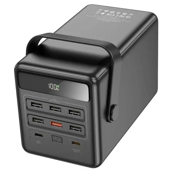 power bank Hoco DB03 Endure 100000mAh 6xUSB 2xType-C PD65W QC3.0 Led Lamp чорний від батарейки.com.ua