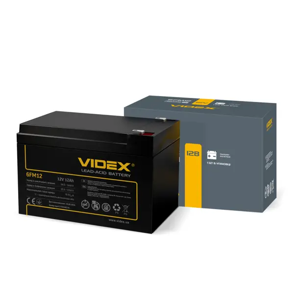 Акумулятор AGM Videx 6FM12 12V 12Ah 150х98х9 від батарейки.com.ua