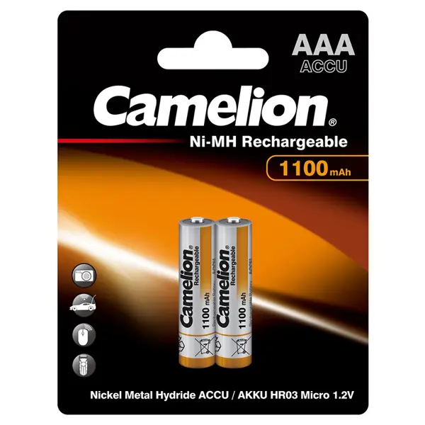 Акумулятор CAMELION Ni-MH ААА HR03 1100mAh 2bl від батарейки.com.ua