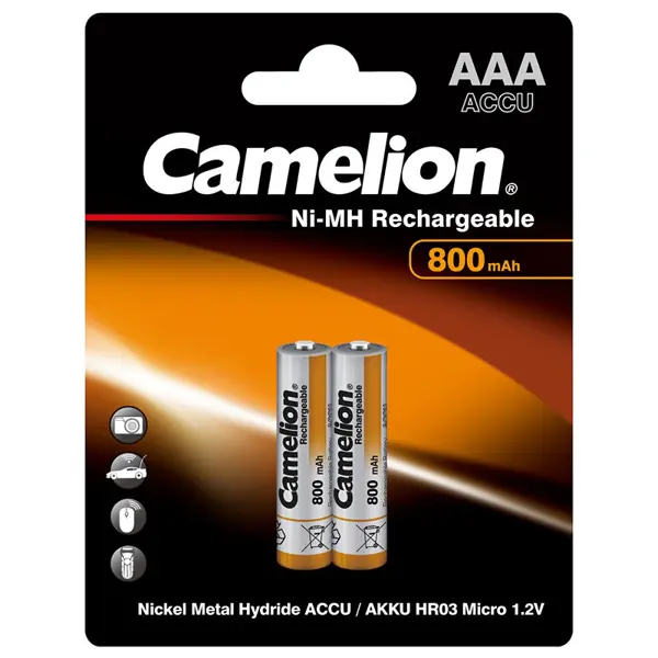 Акумулятор CAMELION Ni-MH ААА R03 800 mAh (Always Ready) 2bl від батарейки.com.ua