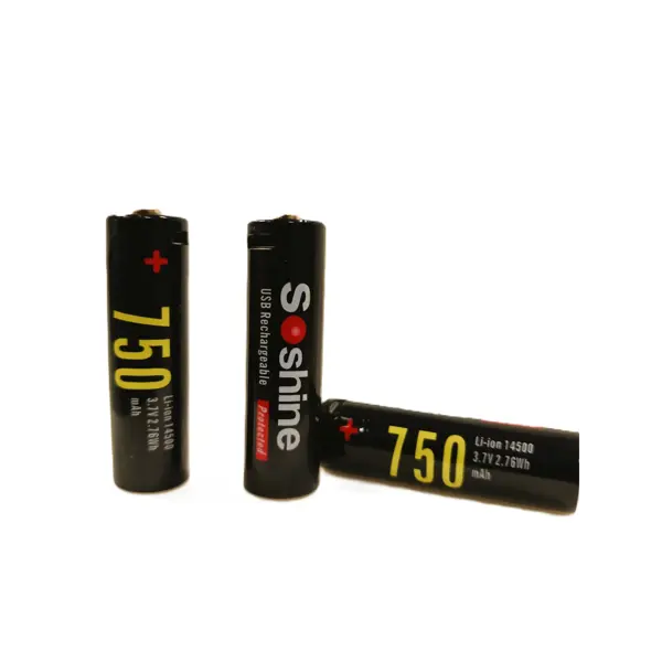 Акумулятор Li-ion Soshine 14500 АА 3,7V 750mAh  ЗАРЯДКА від USB  від батарейки.com.ua