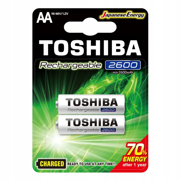 Акумулятор TOSHIBA HR6 AA 2600mAh Ready to Use Ni-MH 2bl від батарейки.com.ua