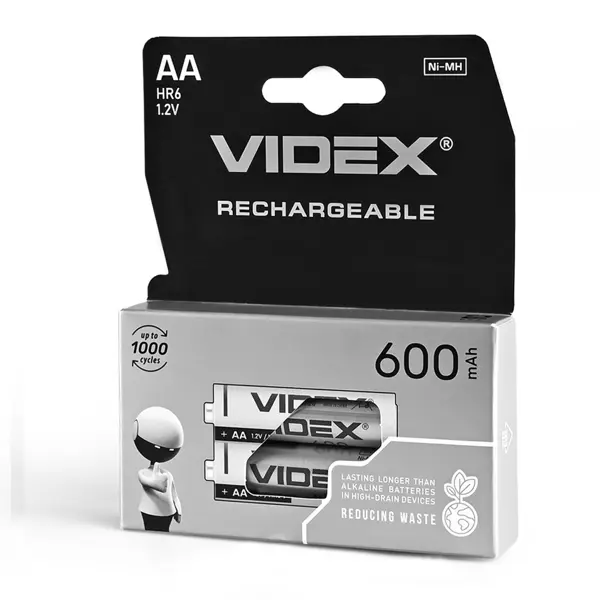 "Акумулятор VIDEX Ni-MH AA HR06 600mAh дві штуки – батарейки.com.ua"