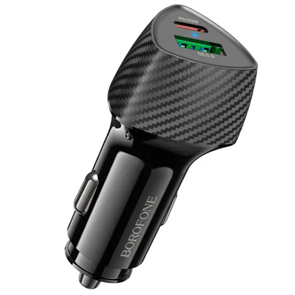 Автомобільне зарядне BOROFONE BZ31C 1USB 1type-C PD30W QC3.0 чорне від батарейки.com.ua
